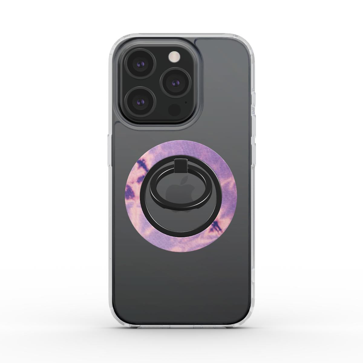 Ring holder magnetico con design cielo lilla e rosa, effetto nuvola, elegante e sognante per smartphone.