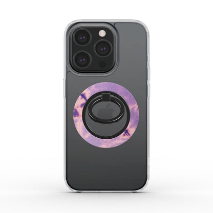 Ring holder magnetico con design cielo lilla e rosa, effetto nuvola, elegante e sognante per smartphone.